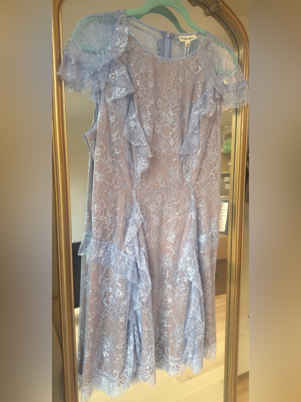 For Love & Lemons Purple Lace Mini Dress Short Sleeve Sheer Back Size Large